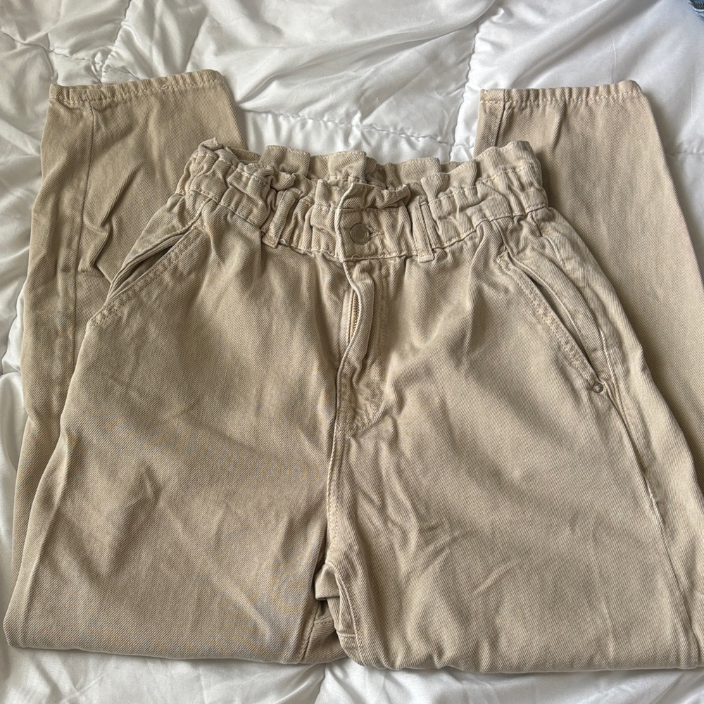 Zara Beige High-Waisted Pants